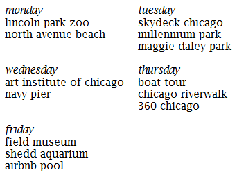 chicago schedule edit again